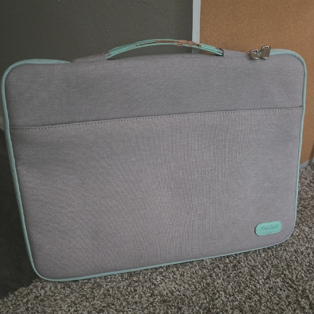 Gray Laptop Sleeve with Mint Accents
